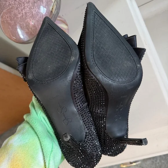 Jessica Simpson Black Bow Studded Heels - Picture 4 of 5
